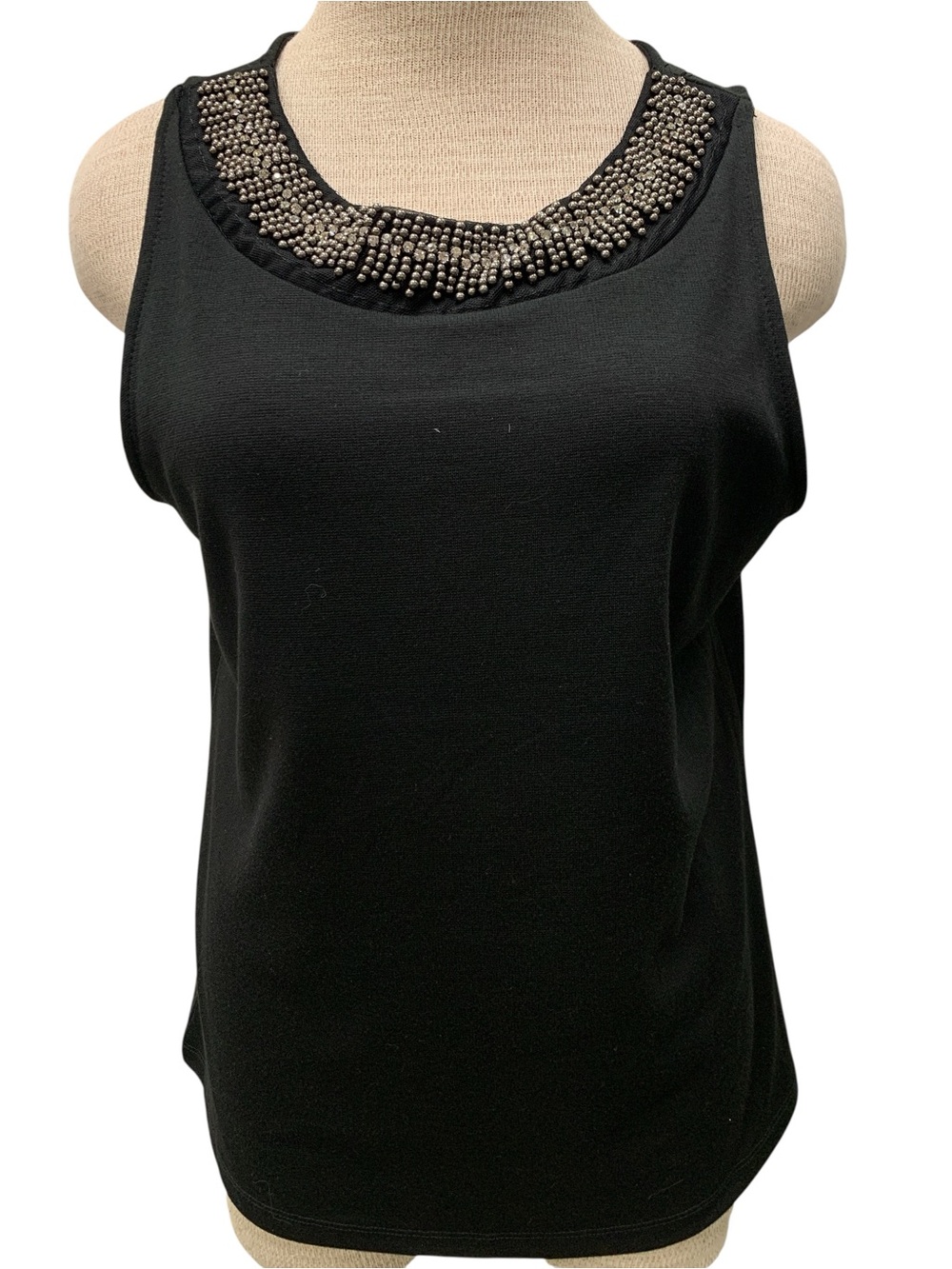 Maria Gabrielle Beaded Scoop Neck Black Camisole Size L